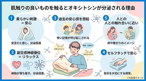 肌触りの良いものを触るとオキシトシンが分泌される要因