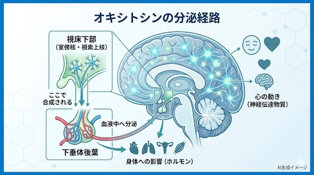 オキシトシンはどこから分泌されるの?