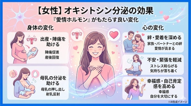 【女性】オキシトシンが分泌されるとどんな効果がある?