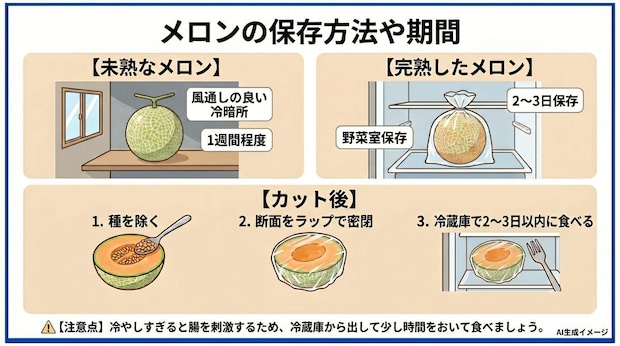 メロンの保存方法や期間