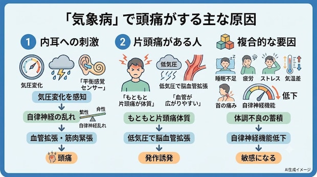 気象病で頭痛がする原因