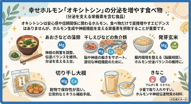 幸せホルモンの1つ「オキシトシン」の分泌を増やす食べ物