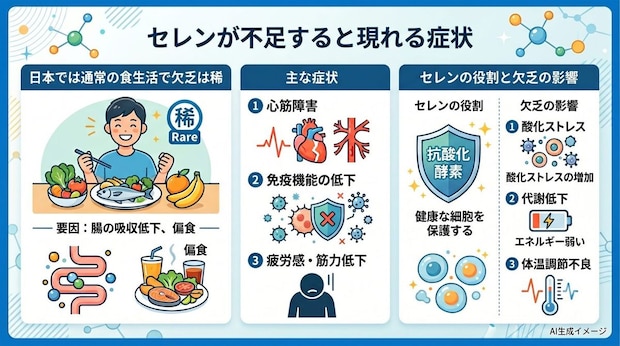 セレンが不足すると現れる症状