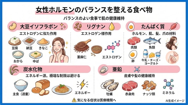 女性ホルモンの分泌を増やす食べ物