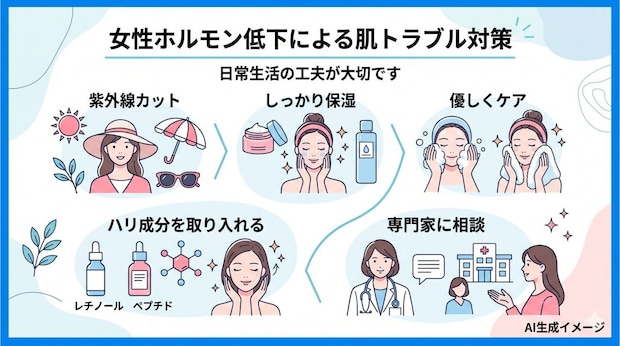 女性ホルモンの低下で肌トラブルを抱えたらどうしたらいい？