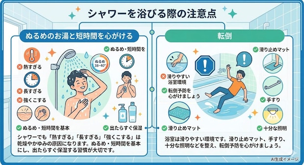 シャワーを浴びる際の注意点