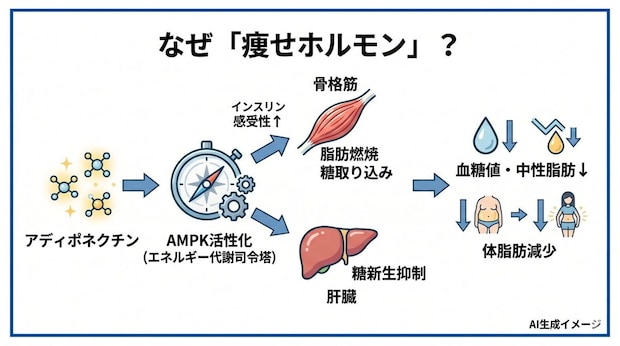 アディポネクチンが瘦せホルモンと言われるのはどうして？