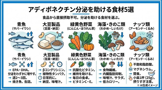 アディポネクチンの分泌を増やす食べ物