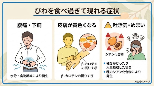 びわを食べ過ぎて現れる症状