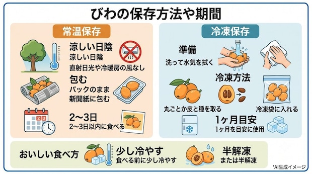 びわの保存方法や期間