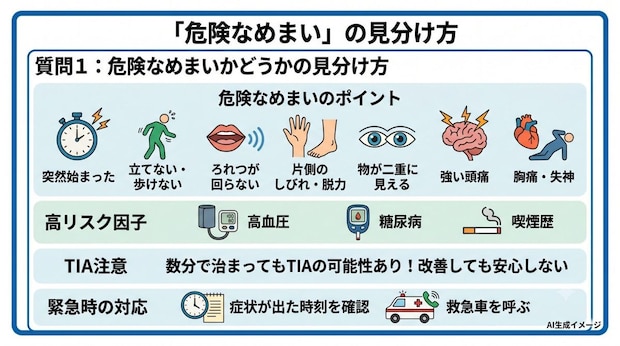 「危険なめまいと原因」についてよくある質問