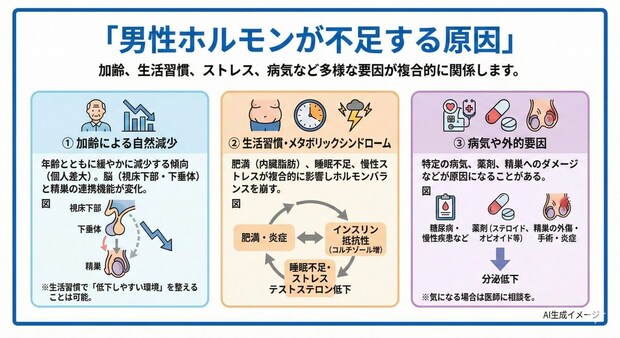 男性ホルモンが不足する原因