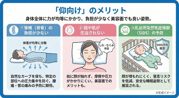 「仰向け」のメリット