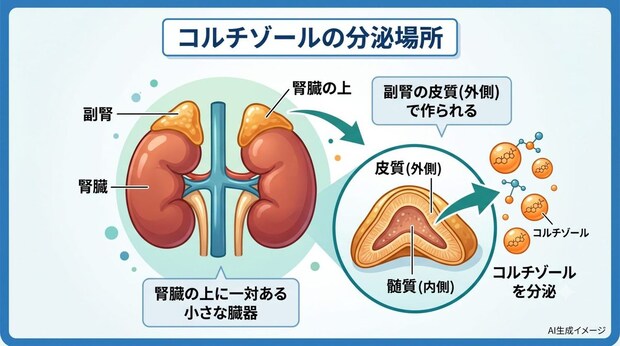 コルチゾールはどこから分泌されるの？