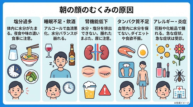 「朝になると顔がむくむ」原因