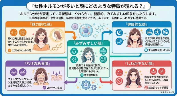 女性ホルモンが多いと顔にどのような特徴が現れる?