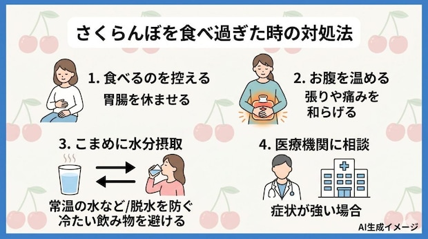 さくらんぼを食べ過ぎた時の対処法