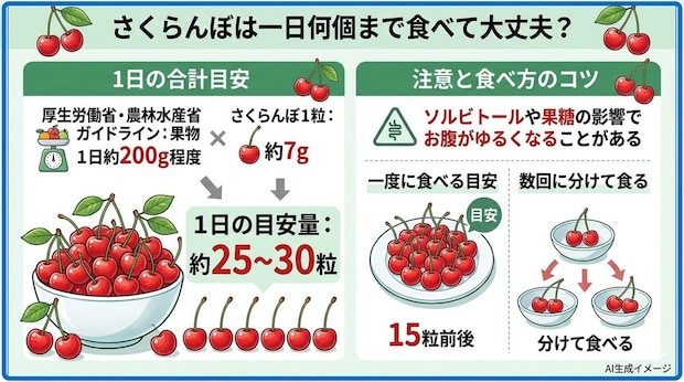 さくらんぼは一日何個まで食べて大丈夫?