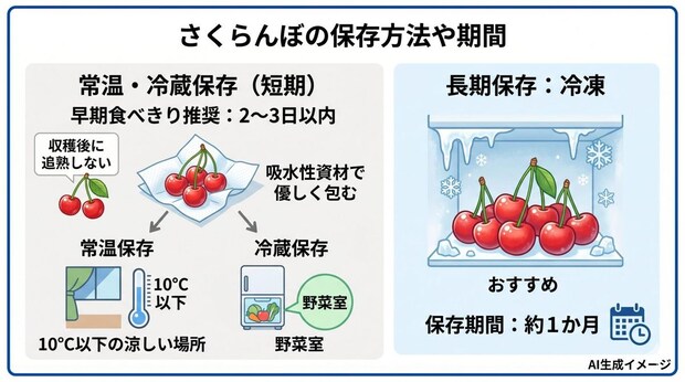さくらんぼの保存方法や期間