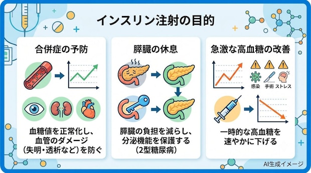 インスリン注射はどのような目的で行う？