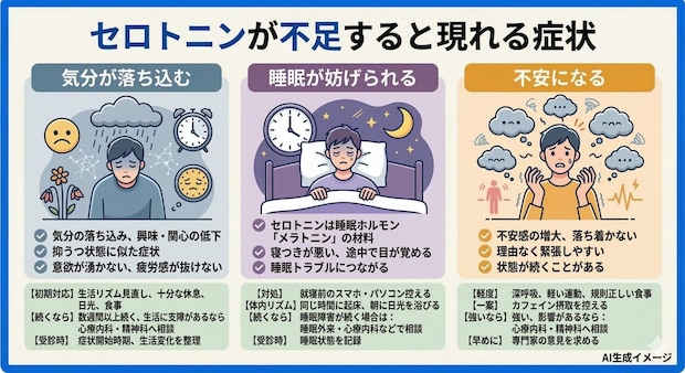 セロトニンが不足すると現れる症状