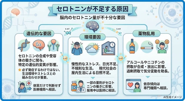 セロトニンが不足する原因