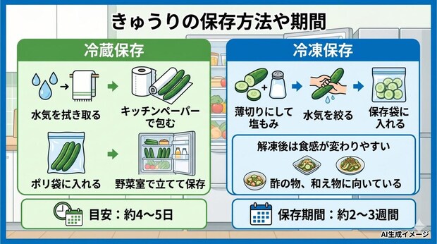 きゅうりの保存方法や期間