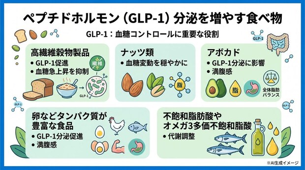 ペプチドホルモンの分泌を増やす食べ物