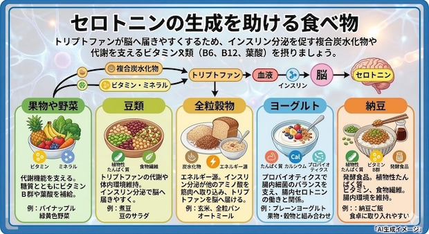 セロトニンの生成を助ける食べ物