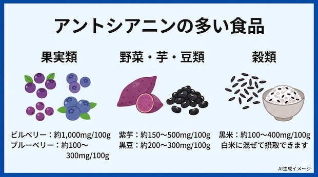 アントシアニンの多い食品