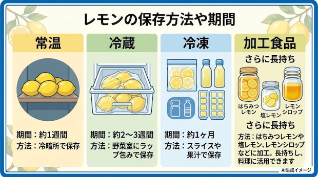 レモンの保存方法や期間