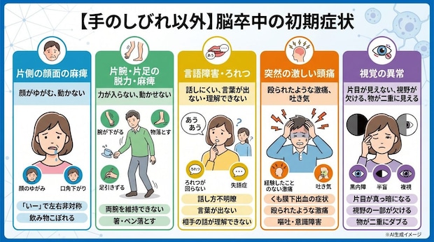 【手のしびれ以外】脳卒中の初期症状