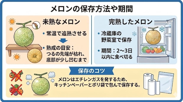 メロンの保存方法や期間