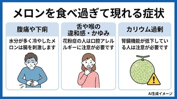 メロンを食べ過ぎて現れる症状