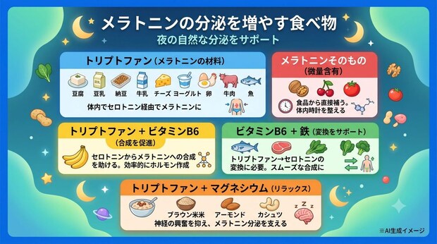 メラトニンの分泌を増やす食べ物