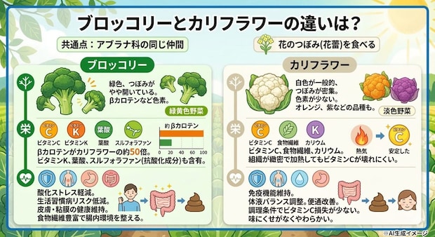ブロッコリーとカリフラワーの違い