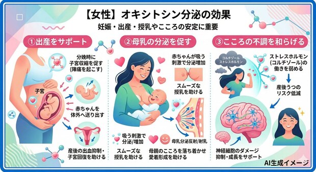 【女性】オキシトシンが分泌されるとどんな効果がある?