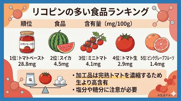 リコピンの多い食品ランキング