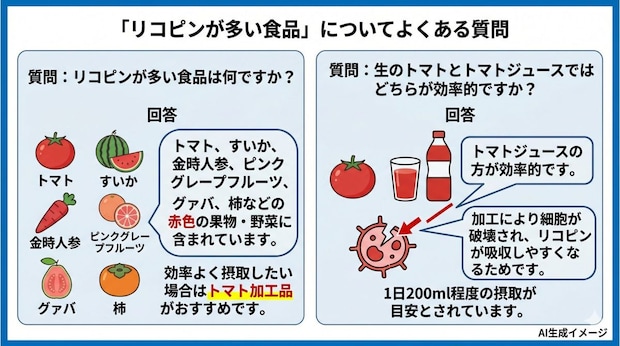 「リコピンが多い食品」についてよくある質問