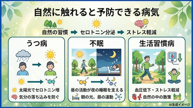 自然に触れるとどんな病気を予防できる?