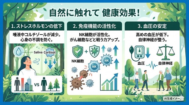 自然に触れるとどんな健康効果が期待できる?