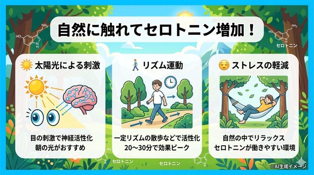 自然に触れるとセロトニンの分泌が増えるのはどうして?