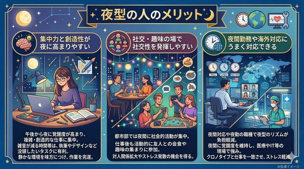 夜型の人のメリット