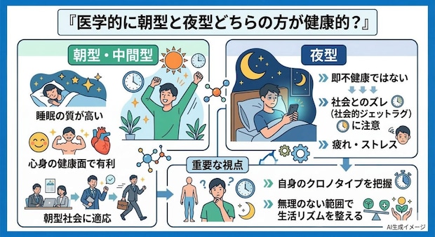 医学的に朝型と夜型どちらの方が健康的？