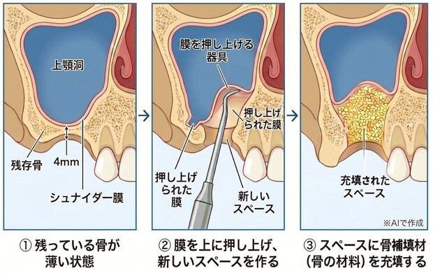 サイナスリフトとは？ 上顎の骨を増やす治療の仕組み