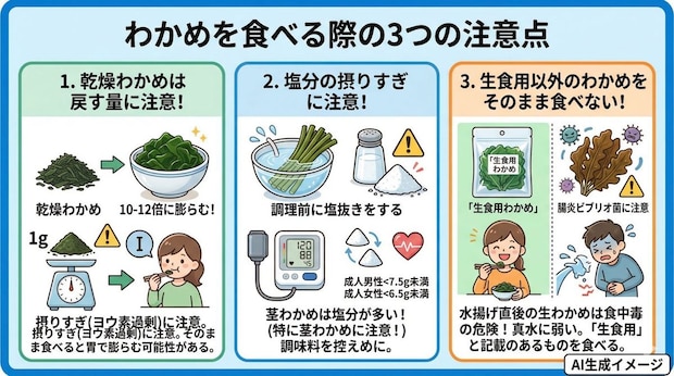 わかめを食べる際の注意点