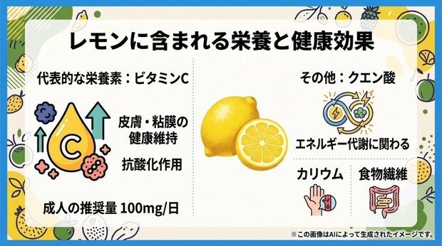 レモンに含まれる栄養と健康効果