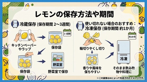 レモンの保存方法や期間