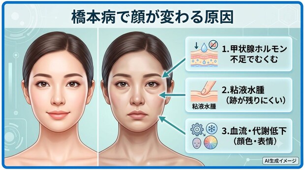 橋本病を発症すると顔つきに変化が現れる原因