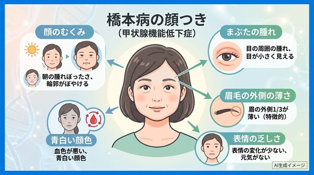 橋本病を発症すると顔つきにどのような特徴が現れる？